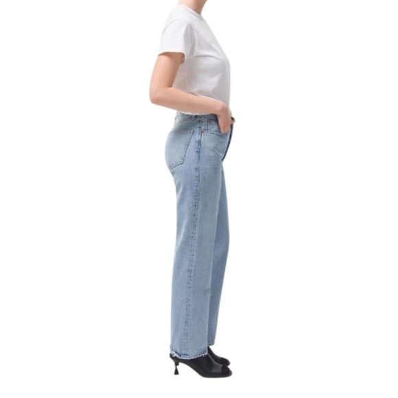 AGOLDE LADIES LANA MID RISE VINTAGE STRAIGHT LEG JEANS FICTION BLUE - Picture 2 of 6